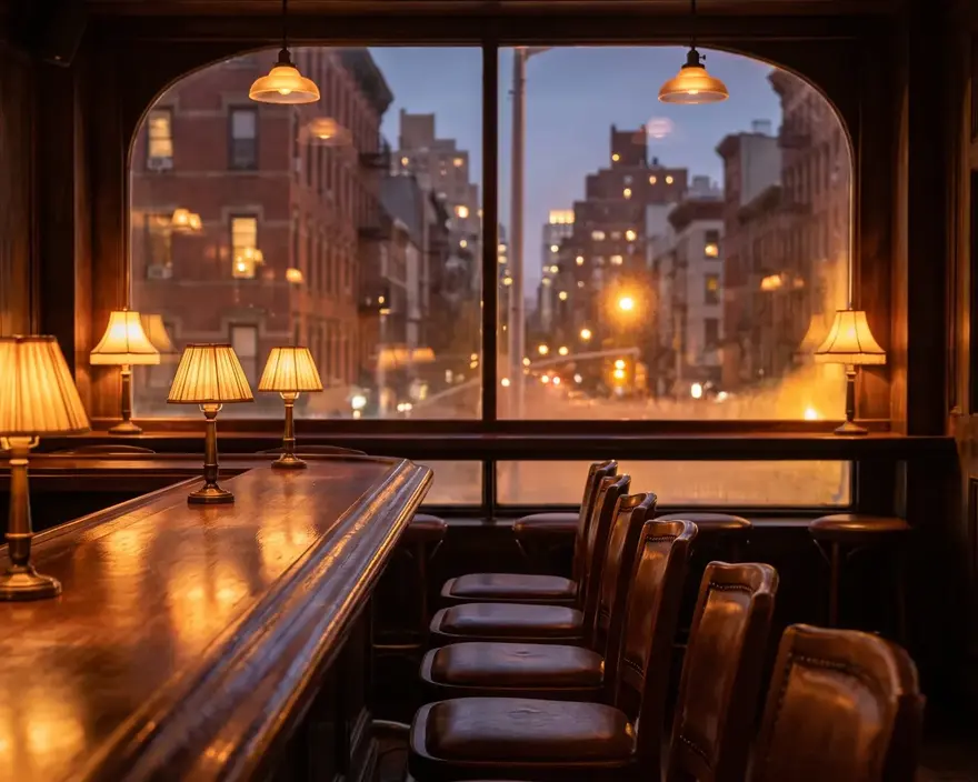 Empty New York bar interior for the THC drinks legality guide